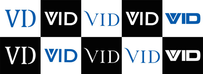 VID logo. VID set , V I D design. White VID letter. VID, V I D letter logo design. Initial letter VID letter logo set, linked circle uppercase monogram logo. V I D letter logo vector design.	
