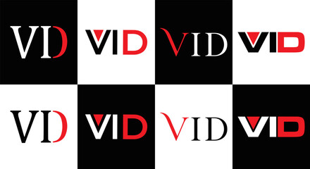 VID logo. VID set , V I D design. White VID letter. VID, V I D letter logo design. Initial letter VID letter logo set, linked circle uppercase monogram logo. V I D letter logo vector design.	
