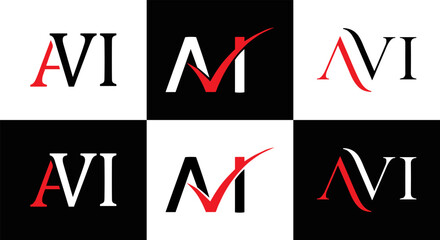 AVI logo. AVI set , A V I design. White AVI letter. AVI, A V I letter logo design. Initial letter AVI letter logo set, linked circle uppercase monogram logo. A V I letter logo vector design.	
