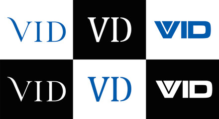 VID logo. VID set , V I D design. White VID letter. VID, V I D letter logo design. Initial letter VID letter logo set, linked circle uppercase monogram logo. V I D letter logo vector design.	
