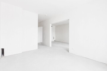 interior of the apartment without decoration in gray colors. rough finish