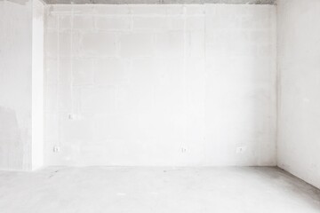 interior of the apartment without decoration in gray colors. rough finish