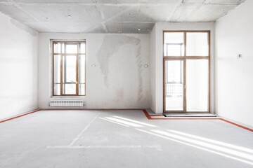 interior of the apartment without decoration in gray colors. rough finish