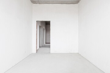 interior of the apartment without decoration in gray colors. rough finish