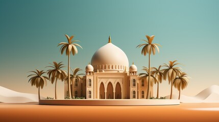 Naklejka premium Taj Mahal in the desert with palm trees