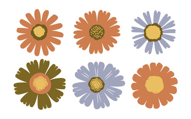 Abstract flowers vector clipart. Spring illustration.