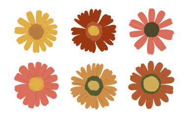 Abstract flowers vector clipart. Spring illustration.