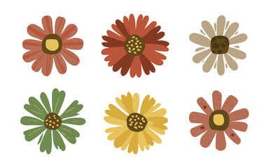 Abstract flowers vector clipart. Spring illustration.