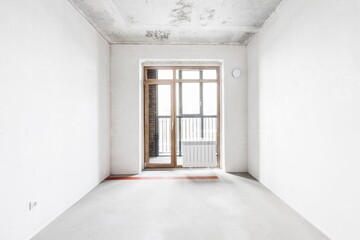 interior of the apartment without decoration in gray colors. rough finish