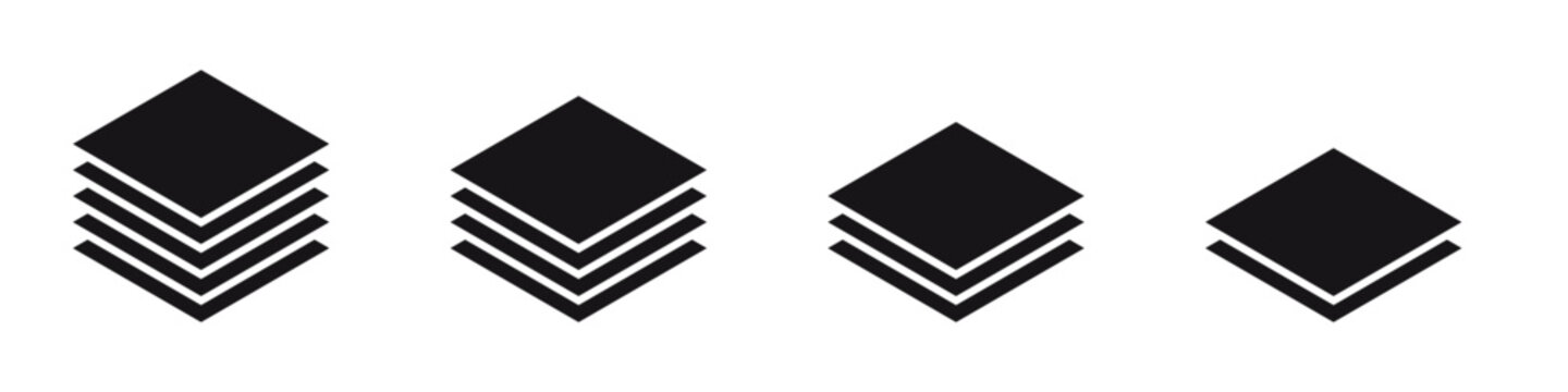 Layer stack illustration. Two, three four and five layers. Layer tier diagram icon