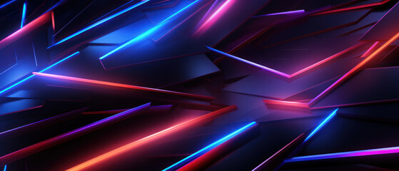 A futuristic neon design with irregular lines and vibrant blue light..