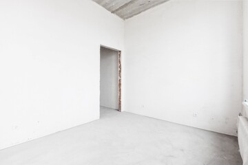interior of the apartment without decoration in gray colors. rough finish