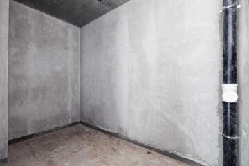 interior of the apartment without decoration in gray colors. rough finish