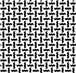 Vector seamless geometric texture in the form of black wavy lines and dashes on a white background