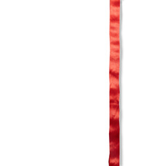 Straight, vertical red ribbon on white background. Copy space