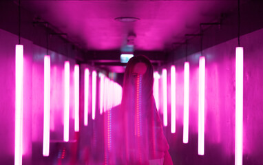 pinky kinky  ukraine woman in pink funfare futuristic neon light world