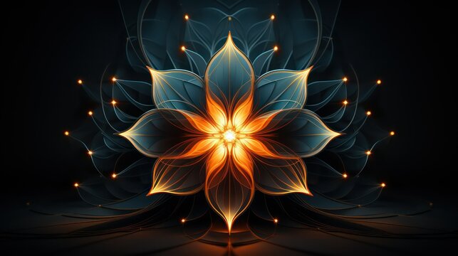 Fototapeta Abstract fractal flower, digital artwork for creative graphic design. Colorful floral background