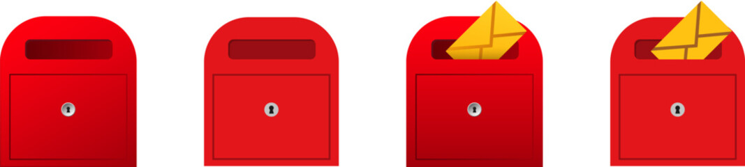 Mailbox red mail box. Shipping postal envelope vector - obrazy, fototapety, plakaty