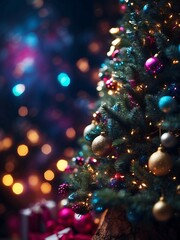 Obraz na płótnie Canvas Close up angle of a christmas tree