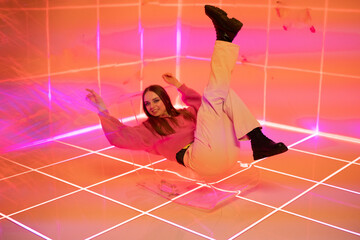 pinky kinky  ukraine woman in pink funfare futuristic neon light world