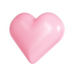 3d pink glossy love heart on transparent. Suitable for Valentine day, Mother day, Women day, wedding, sticker, greeting card. February 14th