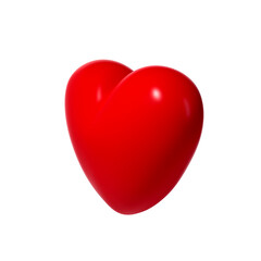 Fototapeta premium 3d red glossy love heart on transparent. Suitable for Valentine day, Mother day, Women day, sticker, greeting card. February 14th