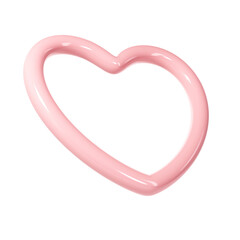 3d pink glossy heart love frame on transparent. Suitable for Valentine day, Mother day, Women day, wedding, sticker, greeting card. February 14th