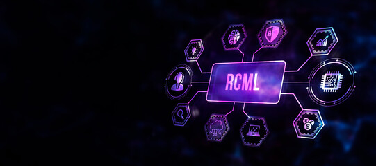 Fototapeta premium Internet, business, Technology and network concept. Robot Control Meta Language technology concept. RCML. 3d illustration