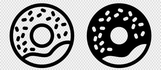 Donut vector icon solid and line doughnut set. Sweet desert vector