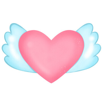 Pink heart with wing clipart