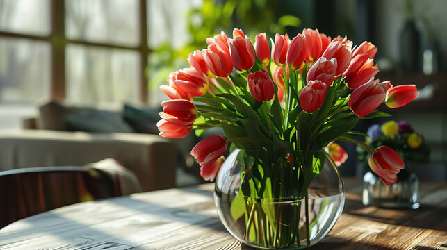 tulipanes rojos en decoración