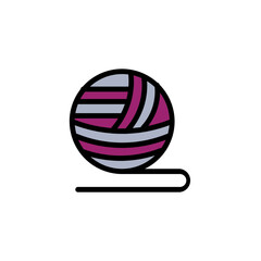 Kids Sewing Yarn Filled Outline Icon