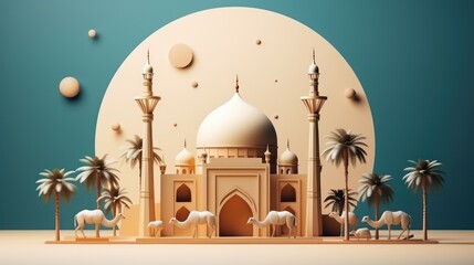 Eid mubarak background with mosque