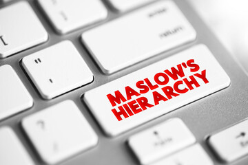 Maslow's Hierarchy - concept theory of human motivation, text button on keyboard