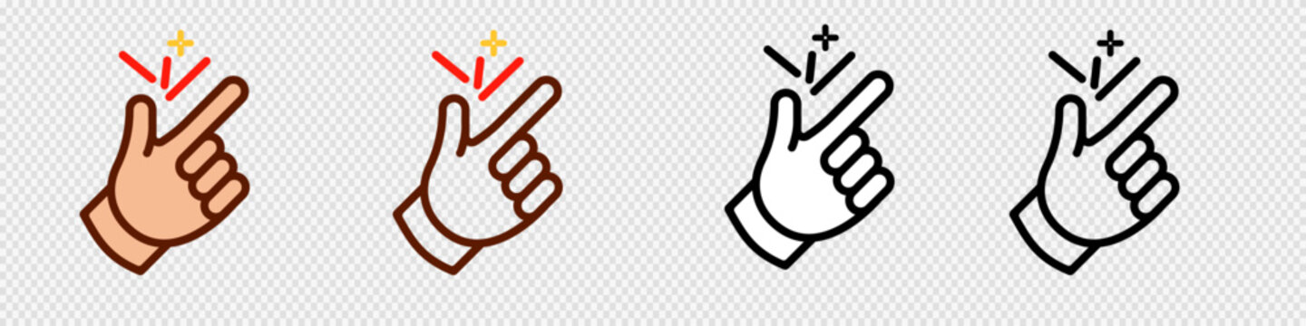 Finger snap icon set. Line and solid finger snap icon vector