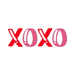 Valentine’s Day XOXO text phrase design on plain white transparent isolated background for shirt, hoodie, sweatshirt, apparel, card, tag, mug, icon, poster or badge