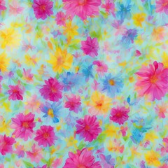 Fototapeta na wymiar Flowers. Abstract seamless pattern. AI generated.