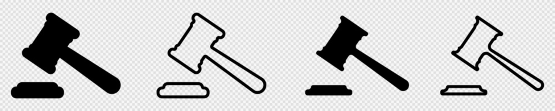 recommend clip art: Judge hummer line and solid silhouette icon. Justice or auction gavel