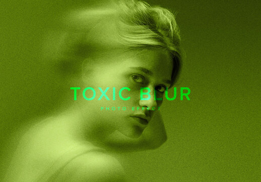 Green Toxic Blur Photo Effect Mockup