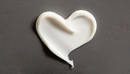 Obraz premium White beauty skincare cream swipe smear in heart shape on a dark surface