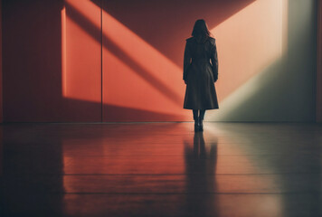 silhouette of a woman standing on the floor