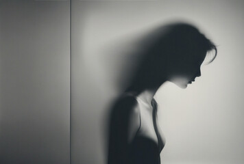 shadow silhouette of a woman, melancholy concept