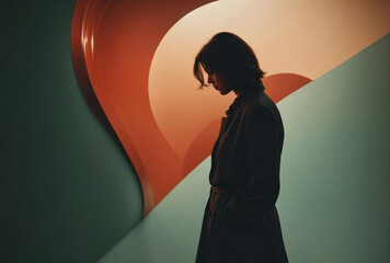 silhouette of a melancholic woman