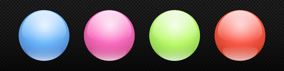 Sphere colored 3d ball vector. Blue, red, pink, orange 3d gradient glossy ball
