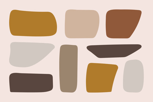 Set of hand drawn organic forms. Flat vector rectangles and trapeze shapes isolated.