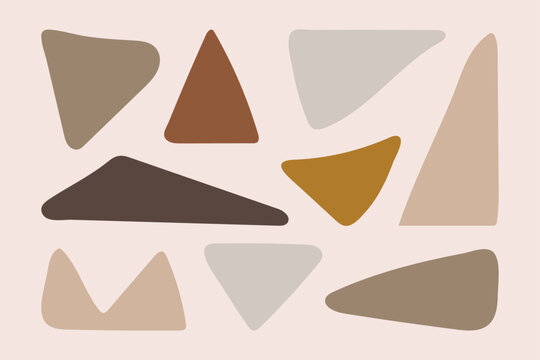 Set of hand drawn organic forms. Flat vector triangles and abstract shapes isolated.