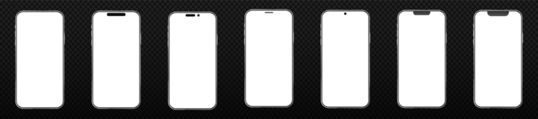 Mobile phone frame border. Modern smartphone vector template - obrazy, fototapety, plakaty