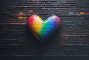 colorful rainbow heart on a wall