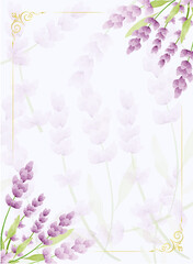 Lavender-themed Frame with space for text. Watercolor vector Illustration.