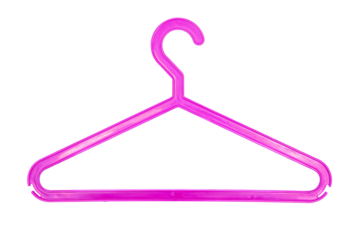 Pink plastic coat hanger isolated on white background, clipping